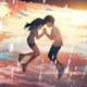Hina and Hodaka fall from the sky in the gorgeous climax sequence